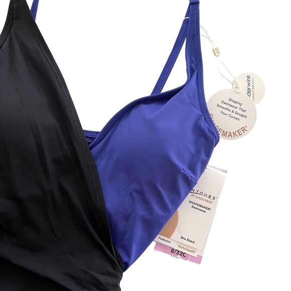 Contours by Coral Reef Shapewear Wrap Royal Blue/Black Swimsuit – 8/32C - Picture 6 of 6